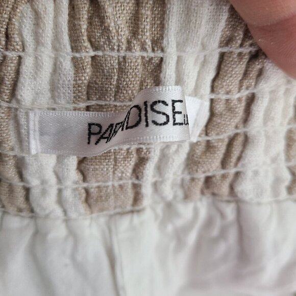 Paradise USA Tan White Striped Linen Halter Neck Romper - Picture 10 of 11